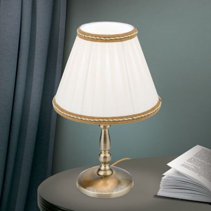 Bordlampe TONIA 1xE27/60W/230V diameter 25 cm hvid/bronze