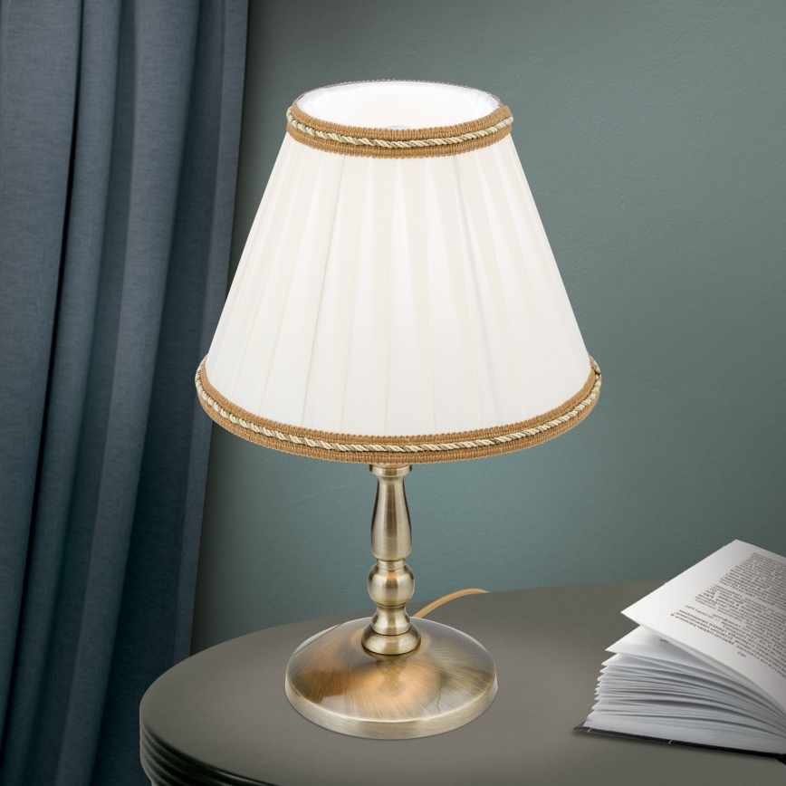 Bordlampe TONIA 1xE27/60W/230V diameter 25 cm hvid/bronze