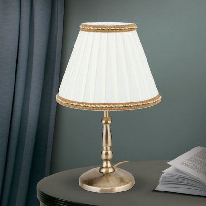 Bordlampe TONIA 1xE27/60W/230V diameter 25 cm hvid/bronze