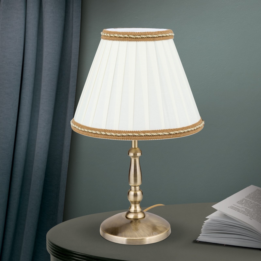 Bordlampe TONIA 1xE27/60W/230V diameter 25 cm hvid/bronze