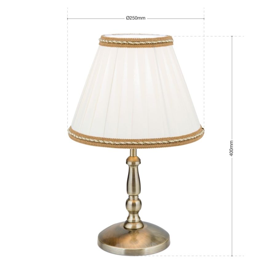 Bordlampe TONIA 1xE27/60W/230V diameter 25 cm hvid/bronze