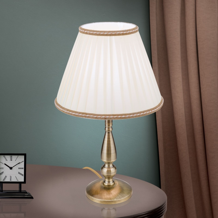 Bordlampe TONIA 1xE27/60W/230V diameter 30 cm hvid/bronze