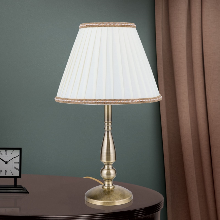 Bordlampe TONIA 1xE27/60W/230V diameter 30 cm hvid/bronze