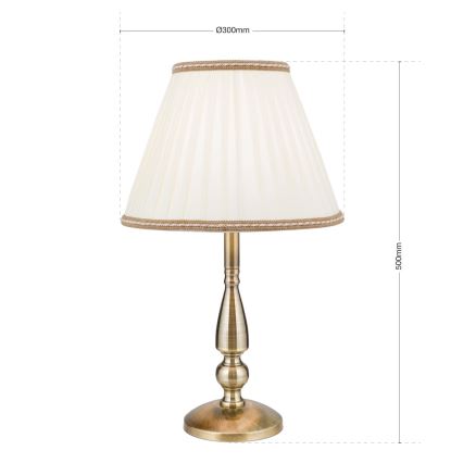 Bordlampe TONIA 1xE27/60W/230V diameter 30 cm hvid/bronze