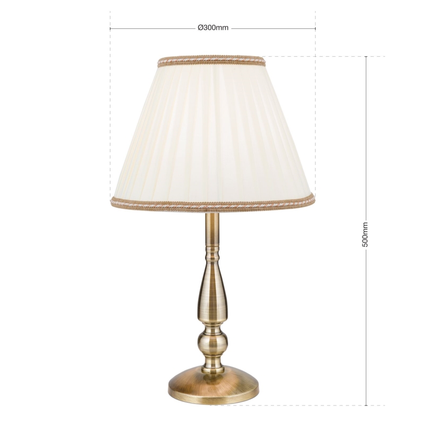 Bordlampe TONIA 1xE27/60W/230V diameter 30 cm hvid/bronze