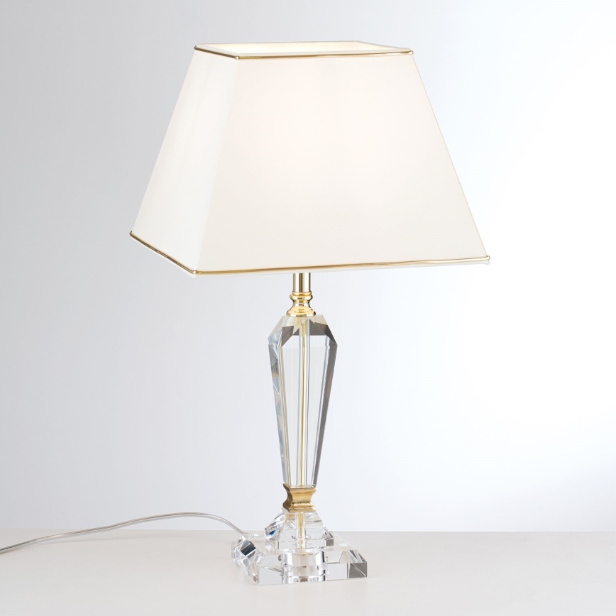 Bordlampe i krystal VERONIQUE 1xE27/60W/230V cremefarvet/guldfarvet