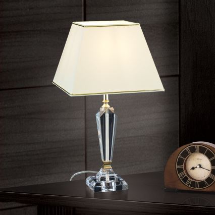 Bordlampe i krystal VERONIQUE 1xE27/60W/230V cremefarvet/guldfarvet