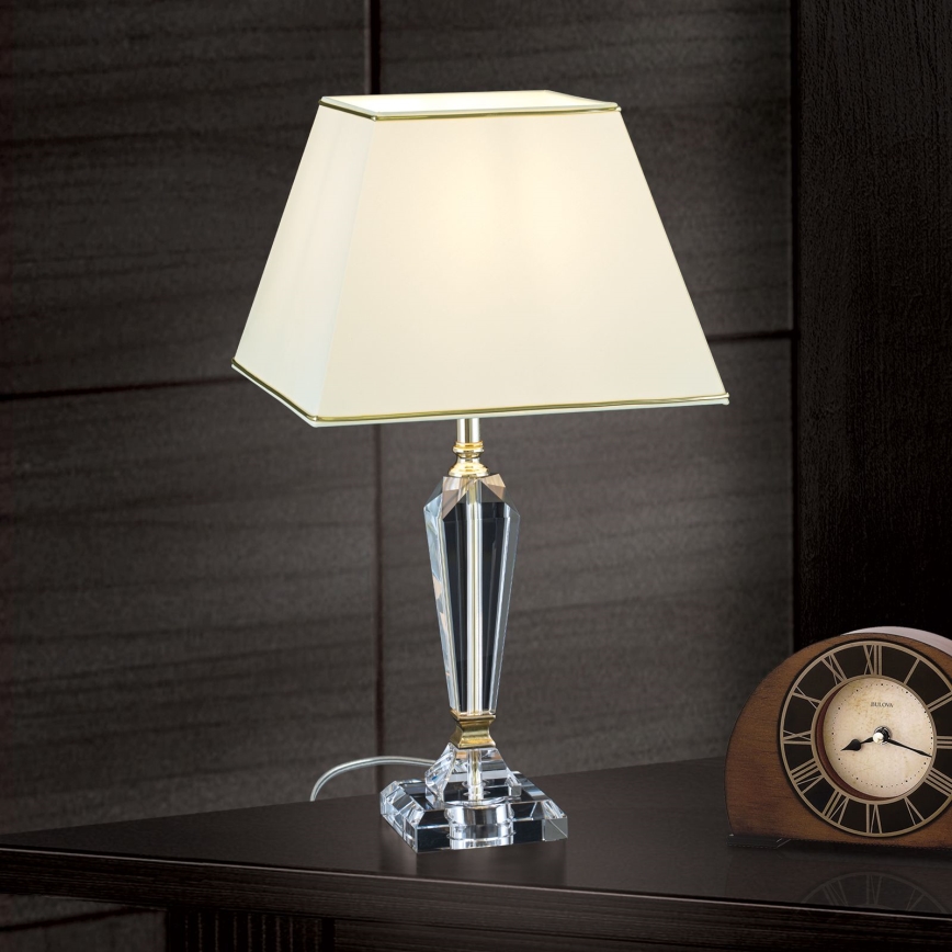 Bordlampe i krystal VERONIQUE 1xE27/60W/230V cremefarvet/guldfarvet