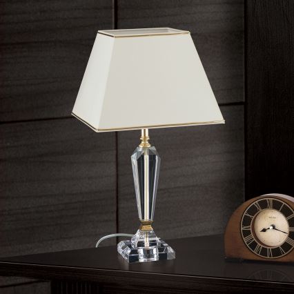 Bordlampe i krystal VERONIQUE 1xE27/60W/230V cremefarvet/guldfarvet