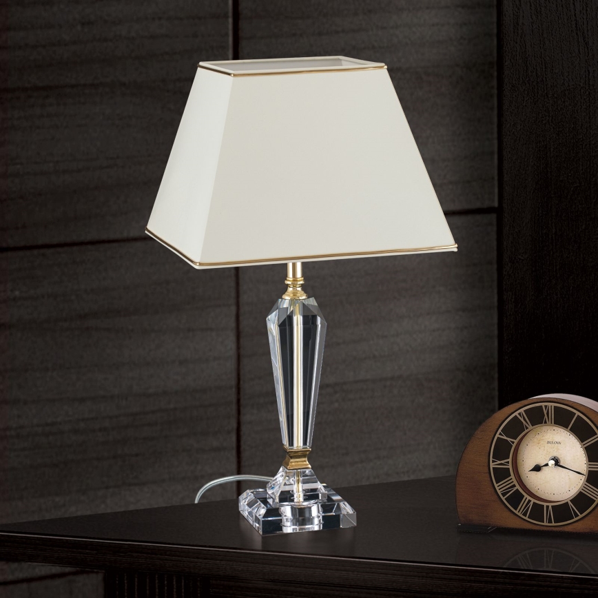 Bordlampe i krystal VERONIQUE 1xE27/60W/230V cremefarvet/guldfarvet