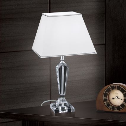 Bordlampe i krystal VERONIQUE 1xE27/60W/230V hvid/krom
