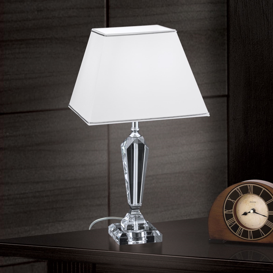 Bordlampe i krystal VERONIQUE 1xE27/60W/230V hvid/krom