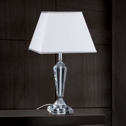 Bordlampe i krystal VERONIQUE 1xE27/60W/230V hvid/krom