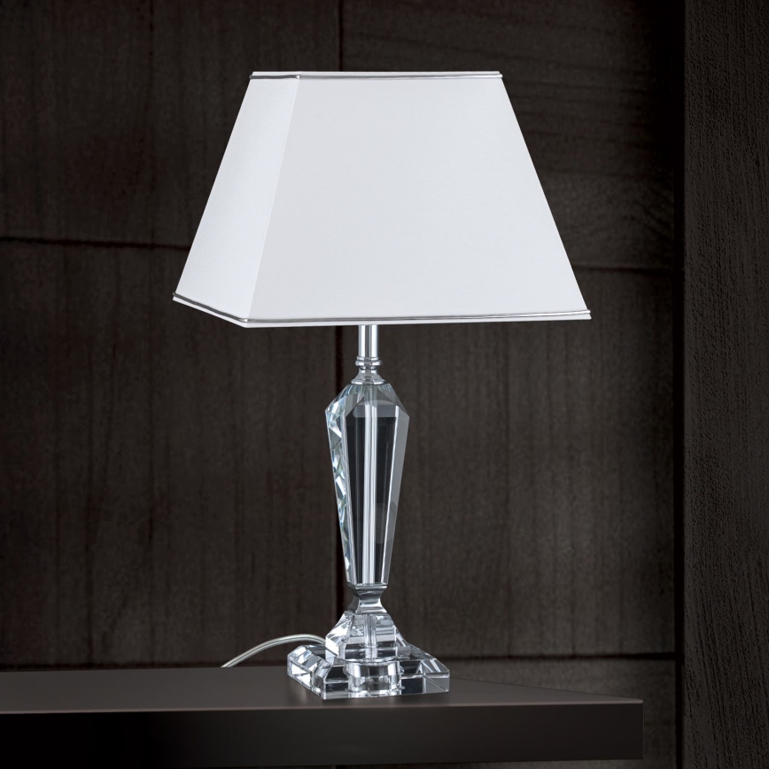 Bordlampe i krystal VERONIQUE 1xE27/60W/230V hvid/krom