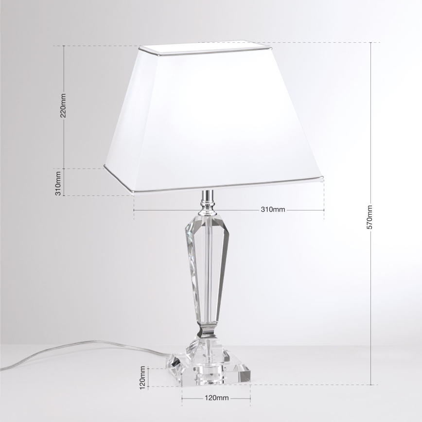 Bordlampe i krystal VERONIQUE 1xE27/60W/230V hvid/krom