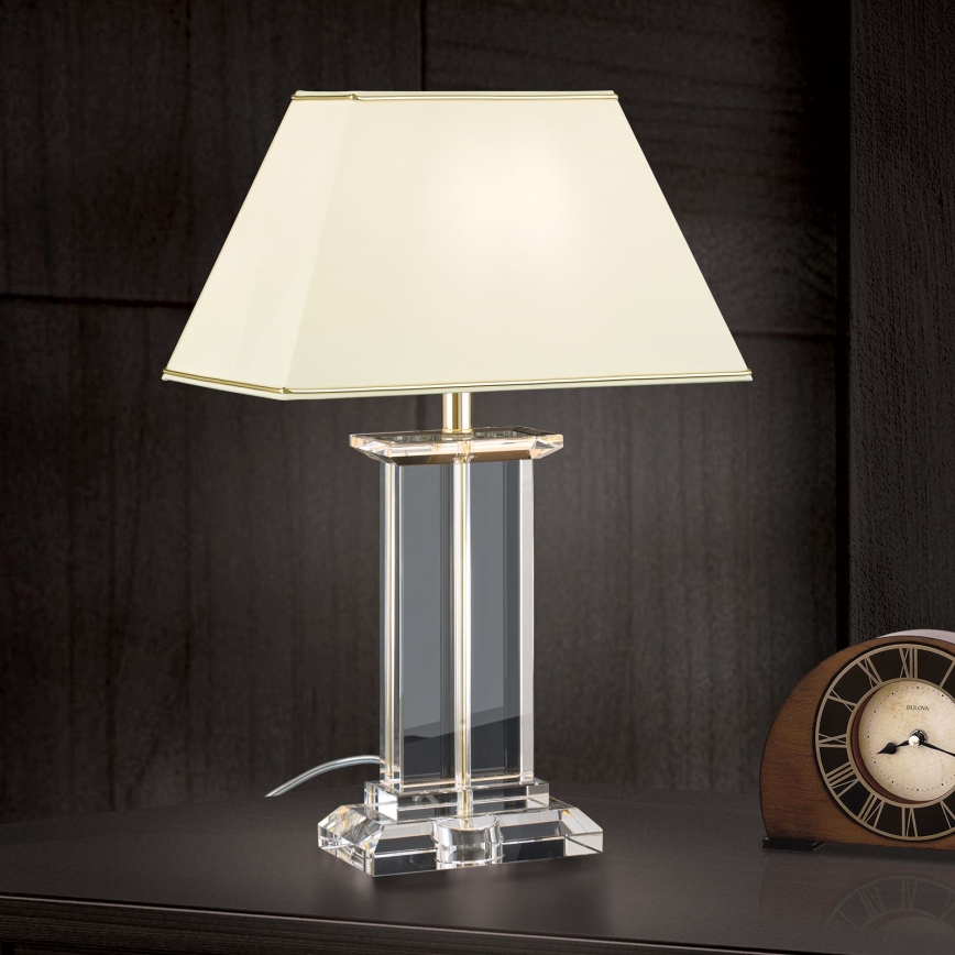 Bordlampe i krystal VERONIQUE 1xE27/60W/230V cremefarvet/guldfarvet