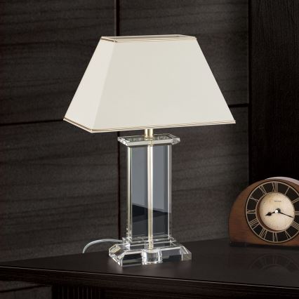 Bordlampe i krystal VERONIQUE 1xE27/60W/230V cremefarvet/guldfarvet
