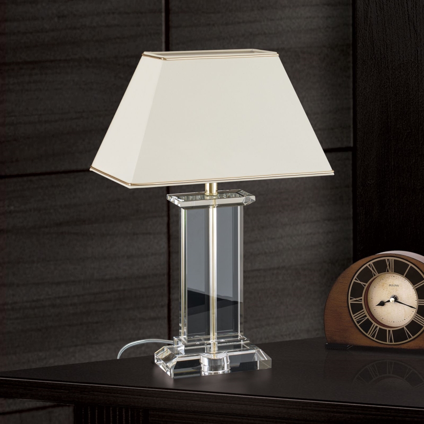 Bordlampe i krystal VERONIQUE 1xE27/60W/230V cremefarvet/guldfarvet