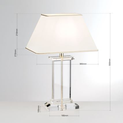 Bordlampe i krystal VERONIQUE 1xE27/60W/230V cremefarvet/guldfarvet