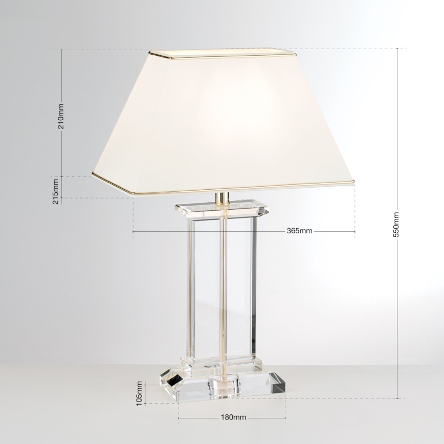 Bordlampe i krystal VERONIQUE 1xE27/60W/230V cremefarvet/guldfarvet
