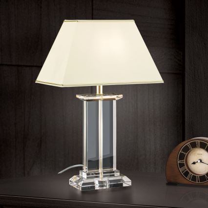 Bordlampe i krystal VERONIQUE 1xE27/60W/230V cremefarvet/transparent