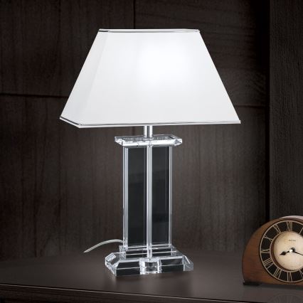 Bordlampe i krystal VERONIQUE 1xE27/60W/230V hvid/krom