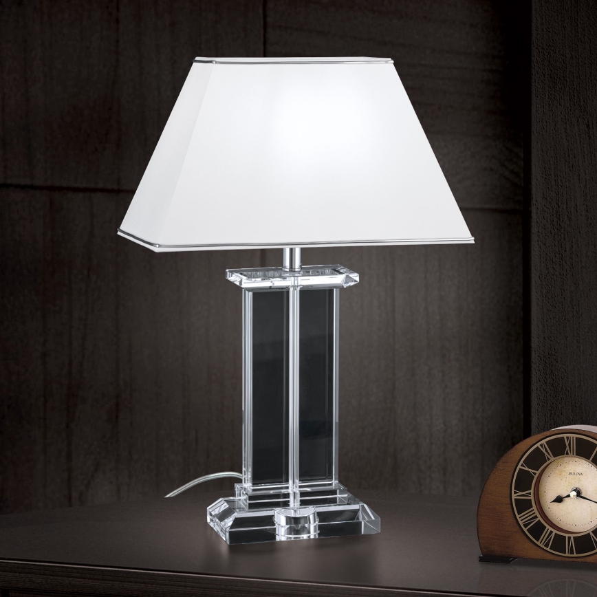 Bordlampe i krystal VERONIQUE 1xE27/60W/230V hvid/krom