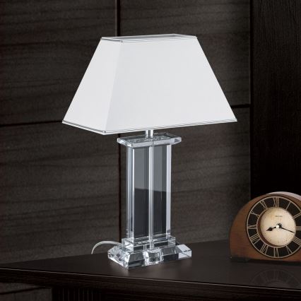 Bordlampe i krystal VERONIQUE 1xE27/60W/230V hvid/krom
