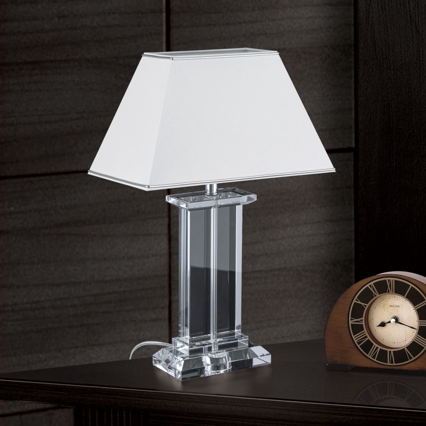 Bordlampe i krystal VERONIQUE 1xE27/60W/230V hvid/krom