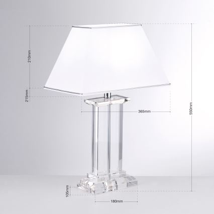 Bordlampe i krystal VERONIQUE 1xE27/60W/230V hvid/krom