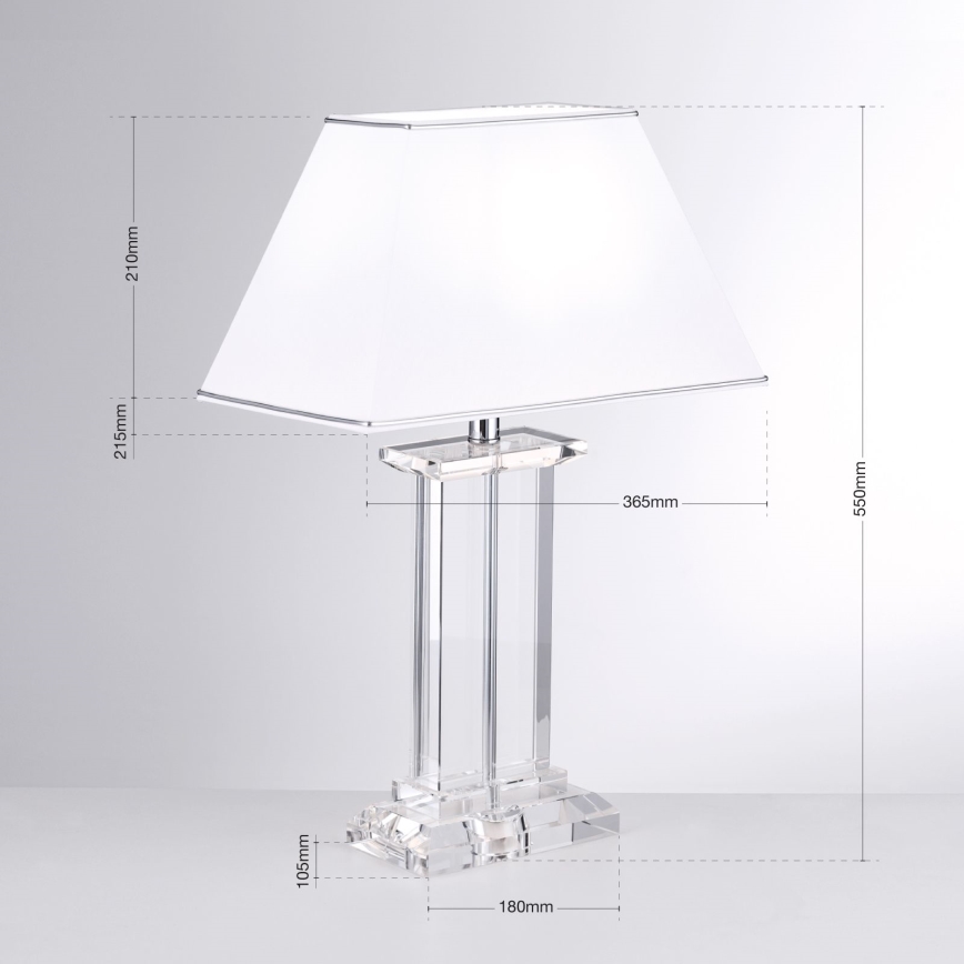 Bordlampe i krystal VERONIQUE 1xE27/60W/230V hvid/krom