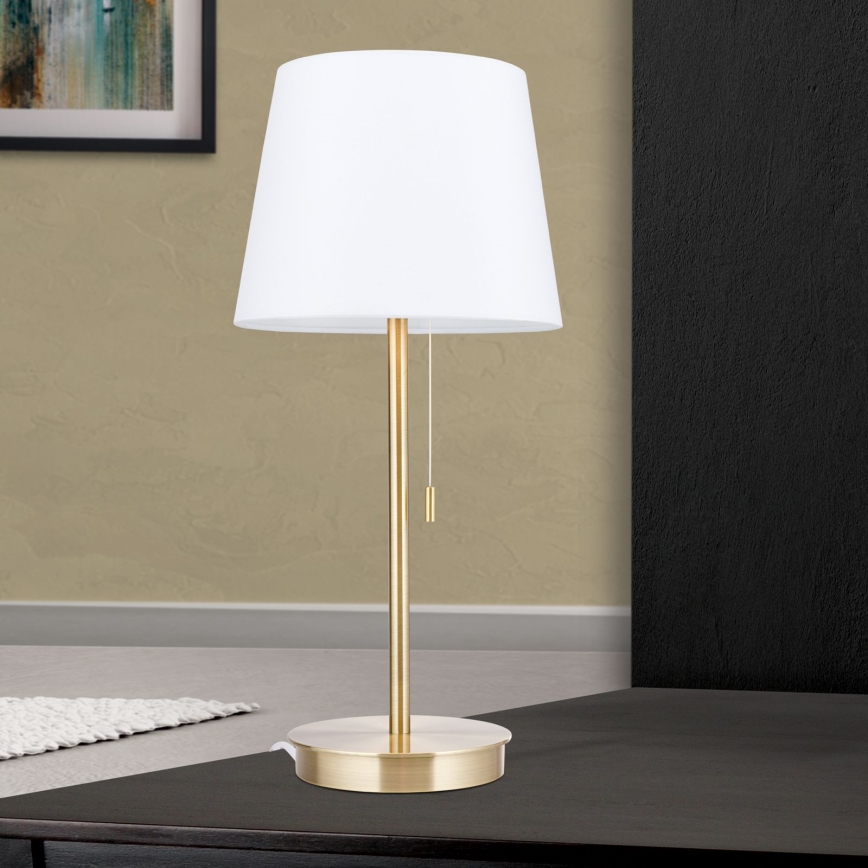 Bordlampe med USB-port LUDWIG 1xE27/40W/230V 50 cm hvid/guldfarvet