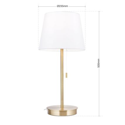 Bordlampe med USB-port LUDWIG 1xE27/40W/230V 50 cm hvid/guldfarvet