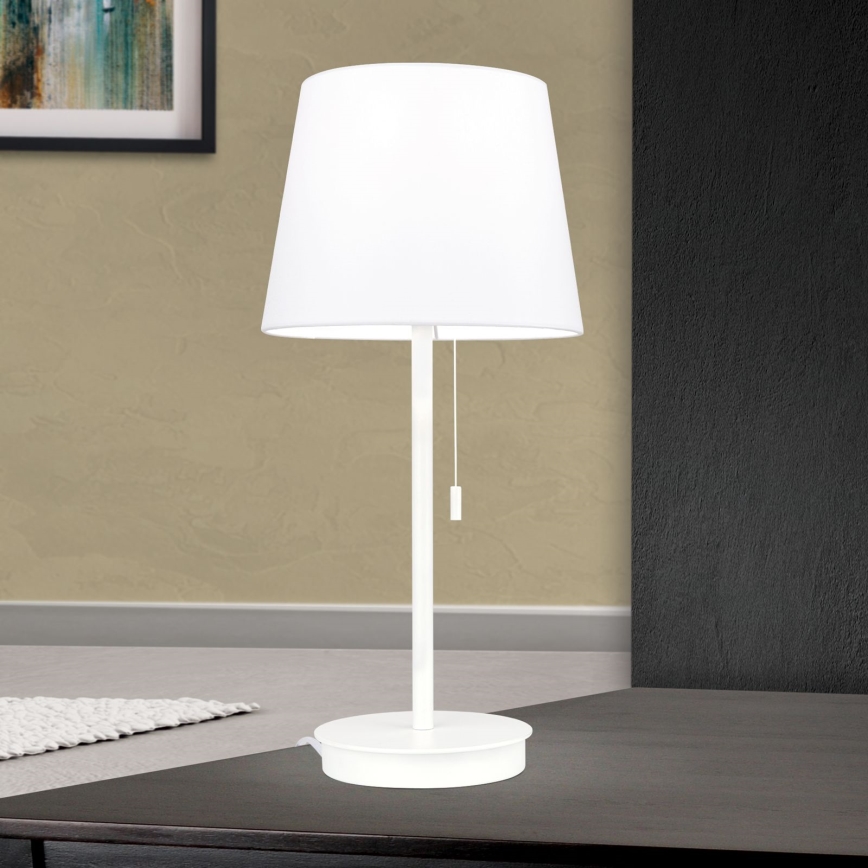 Bordlampe med USB-port LUDWIG 1xE27/40W/230V 50 cm hvid