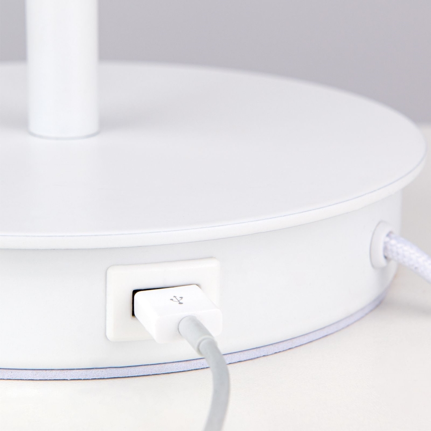 Bordlampe med USB-port LUDWIG 1xE27/40W/230V 50 cm hvid