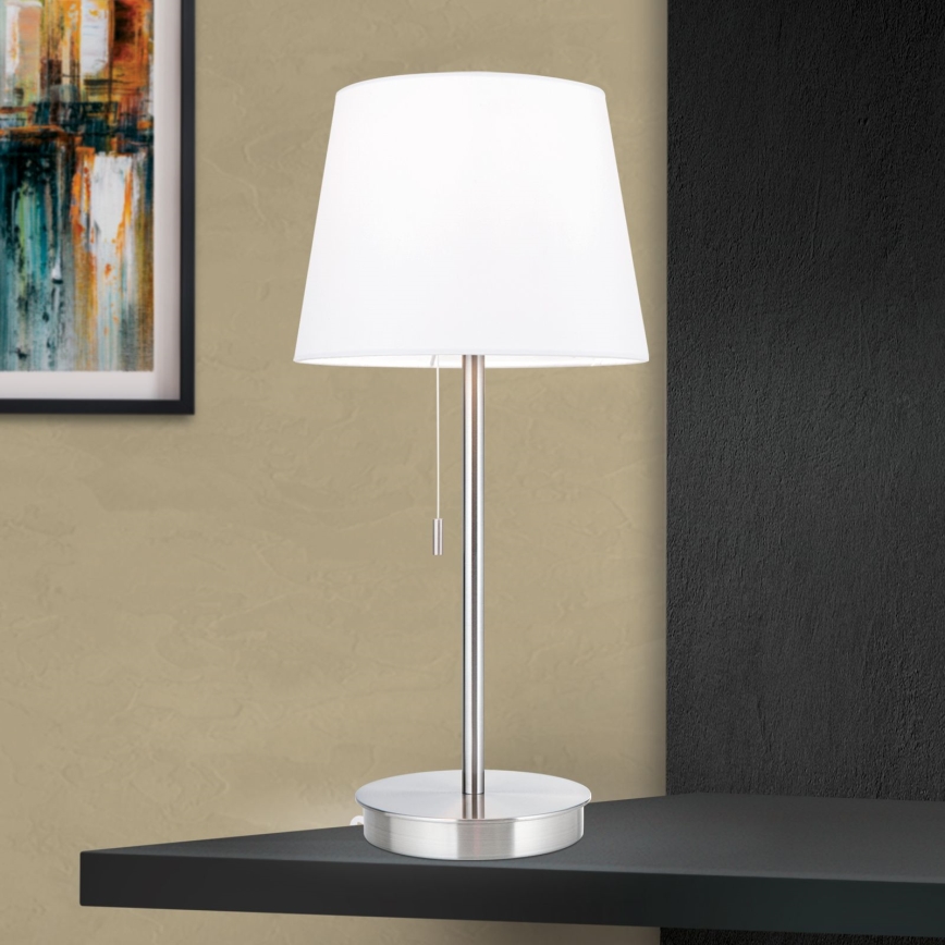 Bordlampe med USB-port LUDWIG 1xE27/40W/230V 50 cm hvid/mat krom