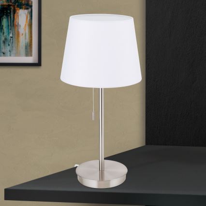 Bordlampe med USB-port LUDWIG 1xE27/40W/230V 50 cm hvid/mat krom