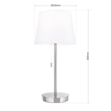Bordlampe med USB-port LUDWIG 1xE27/40W/230V 50 cm hvid/mat krom