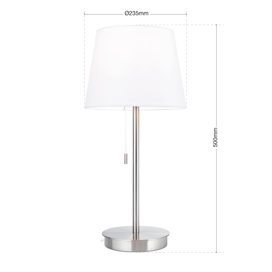 Bordlampe med USB-port LUDWIG 1xE27/40W/230V 50 cm hvid/mat krom