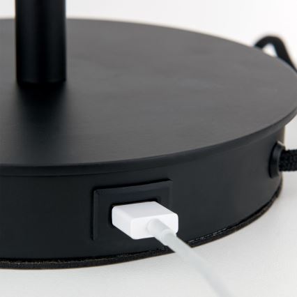 Bordlampe med USB-port LUDWIG 1xE27/40W/230V 50 cm sort