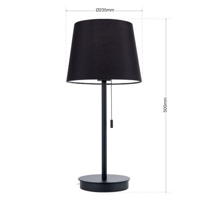 Bordlampe med USB-port LUDWIG 1xE27/40W/230V 50 cm sort