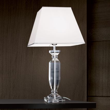 Bordlampe i krystal POKAL 1xE27/60W/230V hvid/transparent