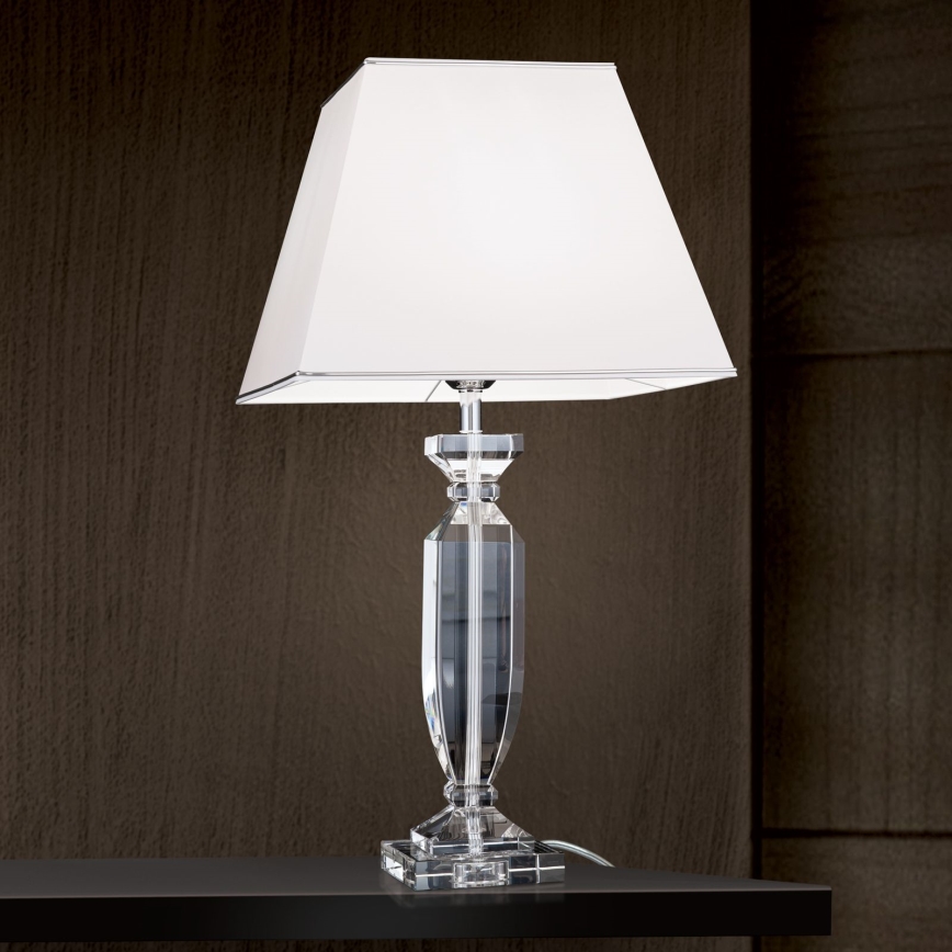 Bordlampe i krystal POKAL 1xE27/60W/230V hvid/transparent