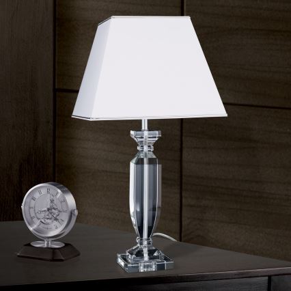 Bordlampe i krystal POKAL 1xE27/60W/230V hvid/transparent