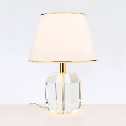 Bordlampe i krystal ALEXIS 1xE27/60W/230V cremefarvet/guldfarvet/transparent