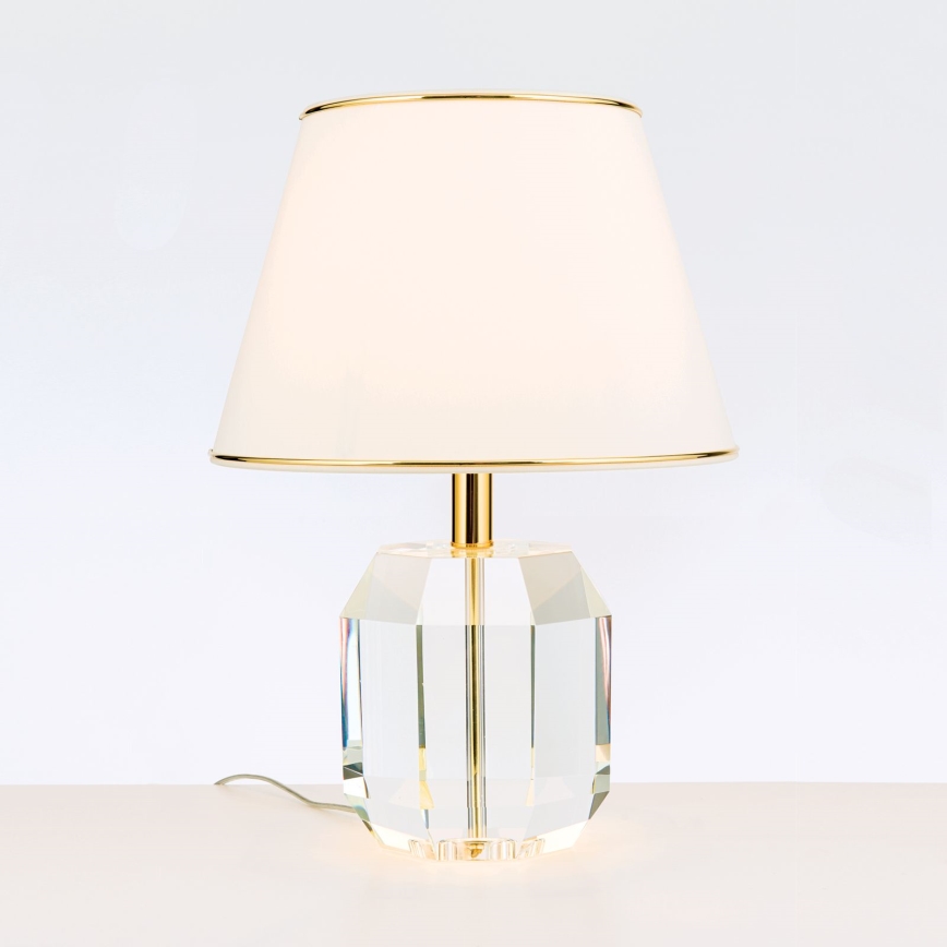 Bordlampe i krystal ALEXIS 1xE27/60W/230V cremefarvet/guldfarvet/transparent