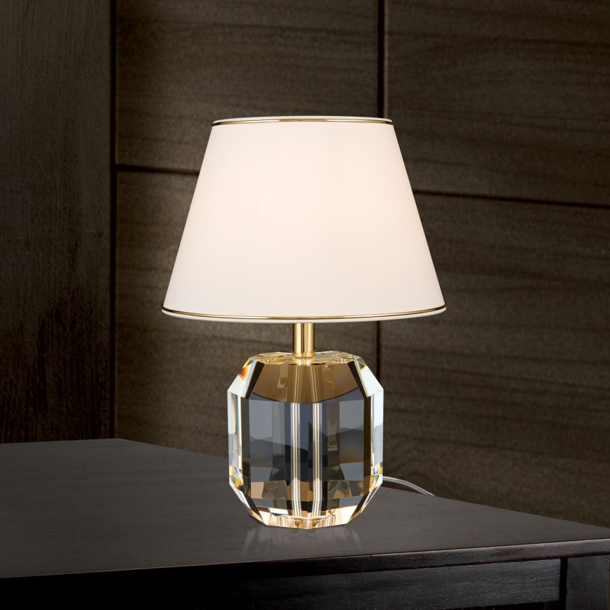 Bordlampe i krystal ALEXIS 1xE27/60W/230V cremefarvet/guldfarvet/transparent