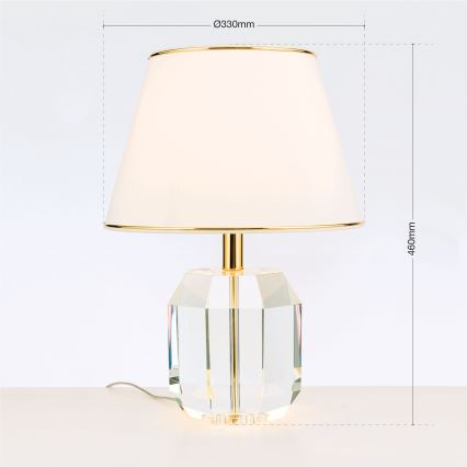 Bordlampe i krystal ALEXIS 1xE27/60W/230V cremefarvet/guldfarvet/transparent