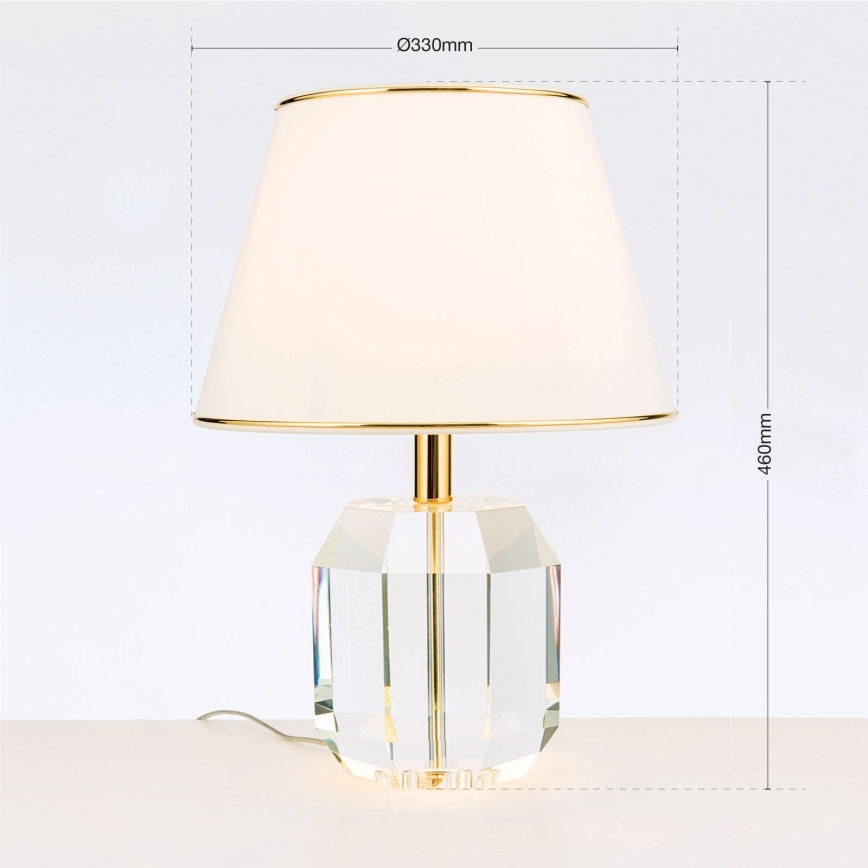 Bordlampe i krystal ALEXIS 1xE27/60W/230V cremefarvet/guldfarvet/transparent