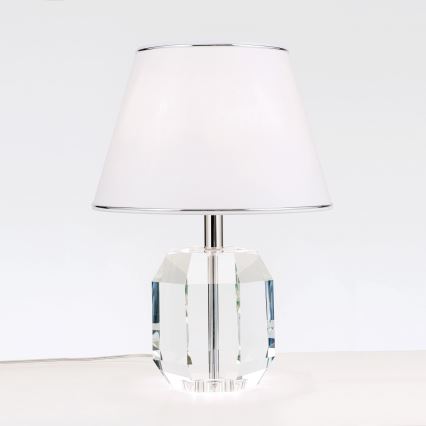 Bordlampe i krystal ALEXIS 1xE27/60W/230V hvid/skinnende krom/transparent